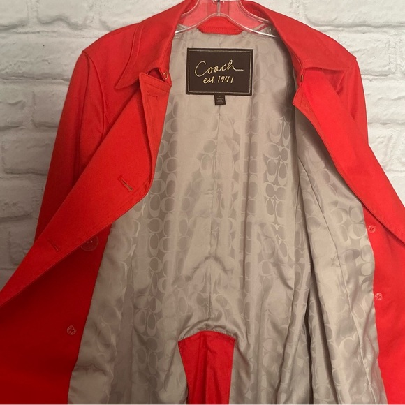 COACH Classic Women’s Double Breasted Fully Lined Trench Coat | Red Size MED - Picture 6 of 11